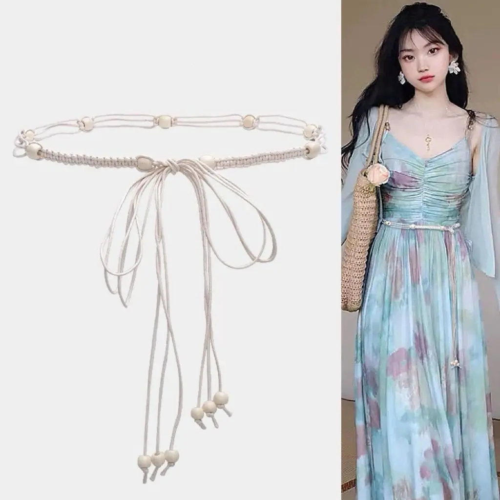 

Handmade Braided Waist Belt Bohemian Tassels Accent for Women Stage Costume