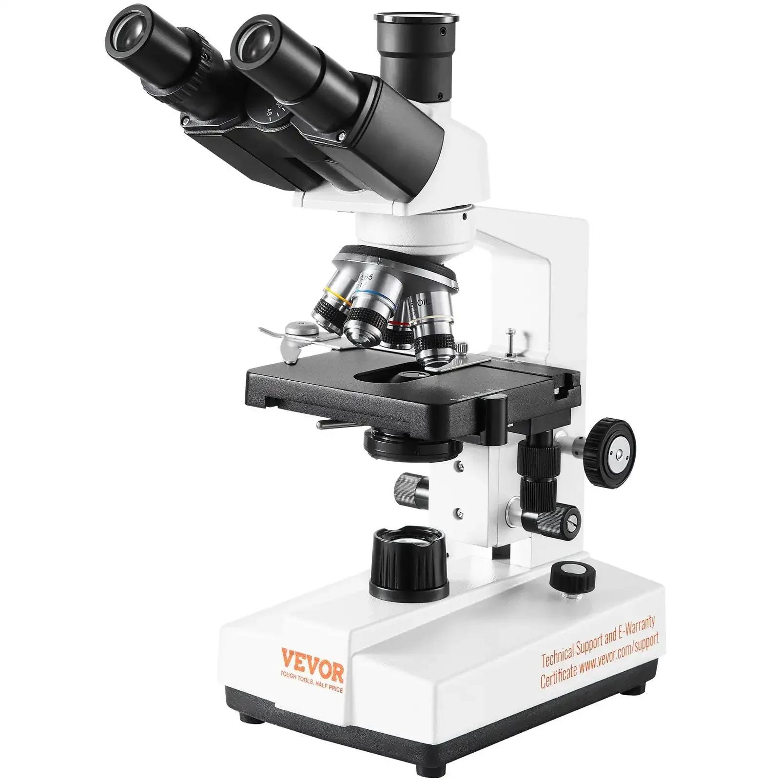 Compound Trinocular Microscope, 40X-5000X Magnification Trinocular Compound Lab Microscope with Two-Layer Mechanical Stage