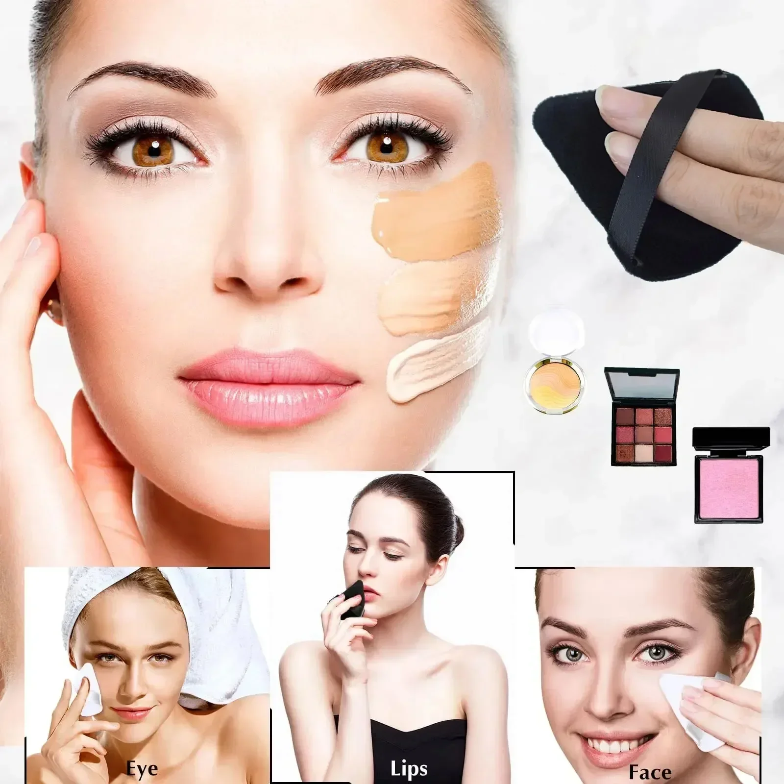 2/5/10/20Pcs Dreieck Puderquaste Nass Trocken Verwenden Für Lose Pulver Flüssigkeit Kosmetische Weiche plüsch Puderquaste Make-Up Foundation Neue In T – Detail 2