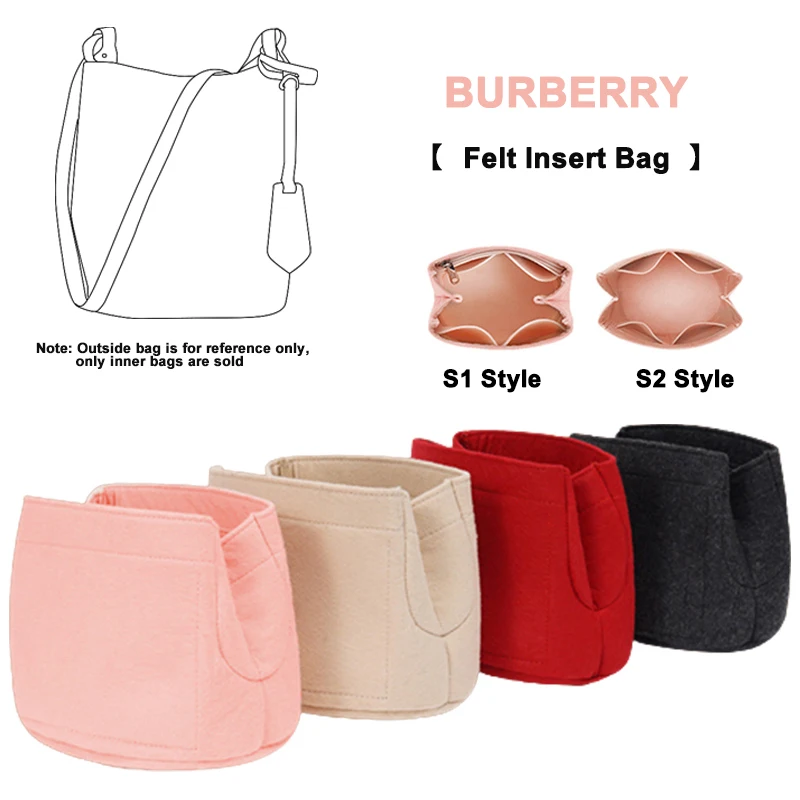 EverToner Felt Organizer Bag For Burberry Bucket Bag Insert Bag Zipper Pocket Portable Cosmetic Bags