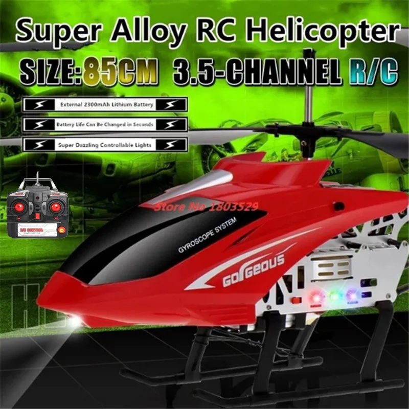 2.4G 3.5CH 80cm Extra Large Remote Control Aircraft USB Charging Drone Model UAV Outdoor Alloy Aircraft Kid Boy gifts Helicopter