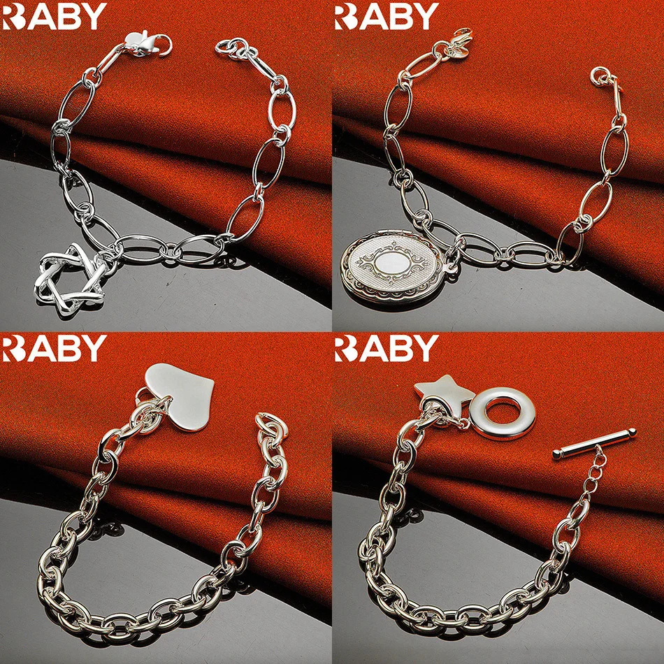 

URBABY 925 Sterling Silver Bracelets For Women Men Anniversary Gift Popular Wild Fashion Romantic Jewelry