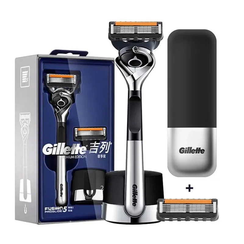 Gillette Fusion5 ProGlide Razor with Mangetic Stand Flex Ball 5 Layers Ultra Thin Blades with Lubrication Strips Shaving Machine