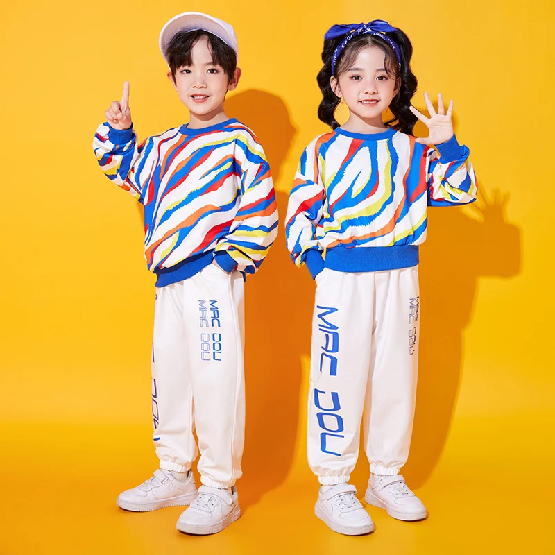 Teenager Hip-hop Dance Costume Clothes for Twins Boy and Girl Streetwear Style Clothing Suit Kids Performance Street Wear Outfit