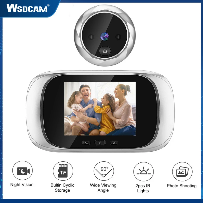 Wsdcam 2.8 Inch Peephole Doorbell 90° Night Vision Photo Digital Door Monitor LCD Peephole Viewer CatEye Camera Security Protect