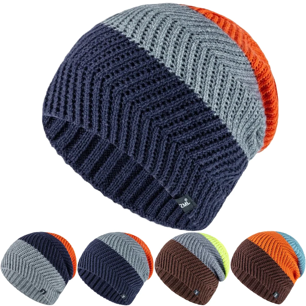 Heißer Verkauf Unisex Bunte Streifen Winter Hut Ski Sport Stricken Kappe JZML Brief Label Beanie Hut Hut Täglichen Leben Outdoor Hut Kappe