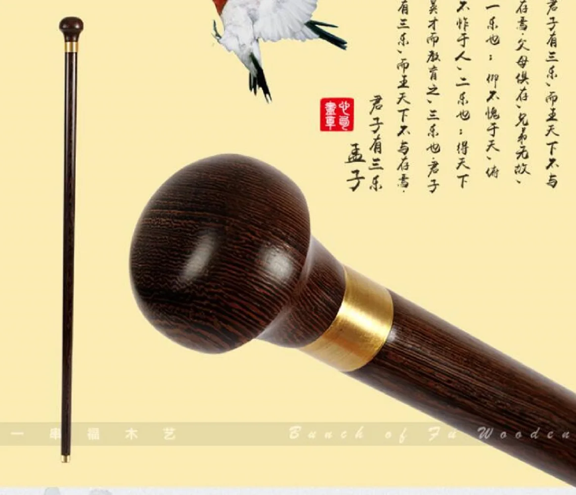 Redwood Cane Chicken Wing Wood Cane Solid Round Headed Civilized Stick wooden Elderly Walking Stick