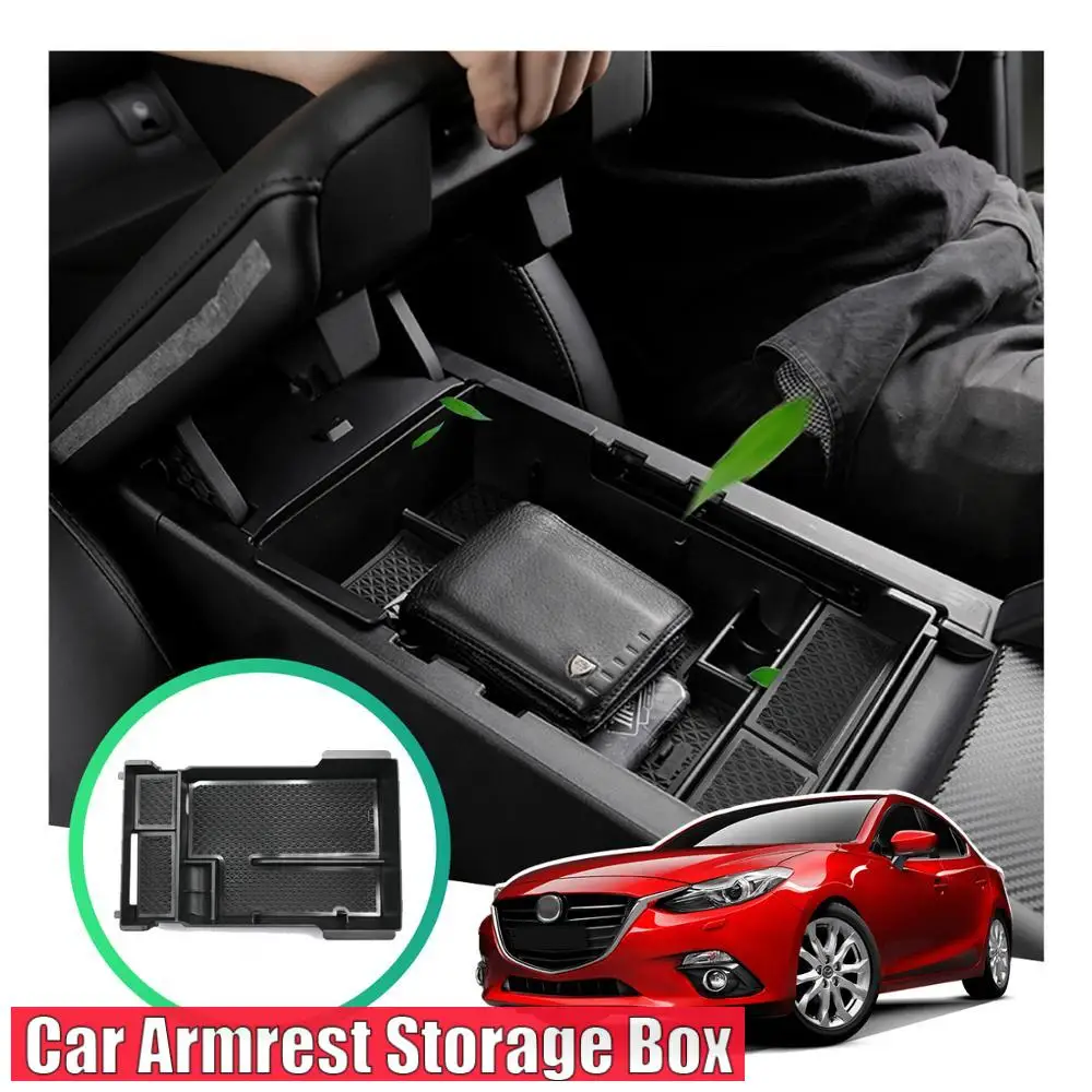 

Car Armrest Storage for Mazda 3 2019-2023 2024 Non-slip Rubber Container Box Auto Interior Mazda 3 Accessories 2024