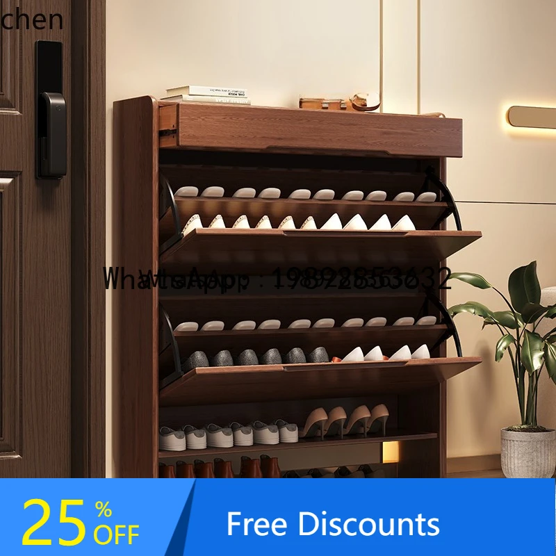 

X1 solid wood shoe cabinet tipping bucket large capacity multi-layer storage cabinet shoe cabinet home accessories
