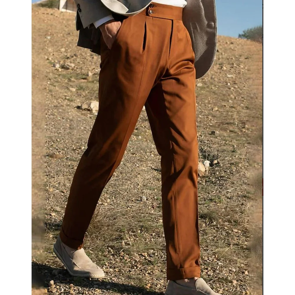

Mens Suit Pants Pleated Slim Fit Tapered Ankle Classic Solid Color Formal Trousers Business Office Wear Men Dress Pants