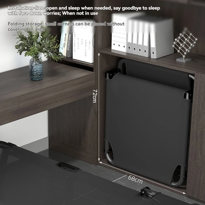 เตียงพับ Teslin สีดำ พกพาสะดวก สำหรับใช้กลางแจ้ง บ้าน ออฟฟิศ งีบหลับ โรงพยาบาล และการเดินทาง