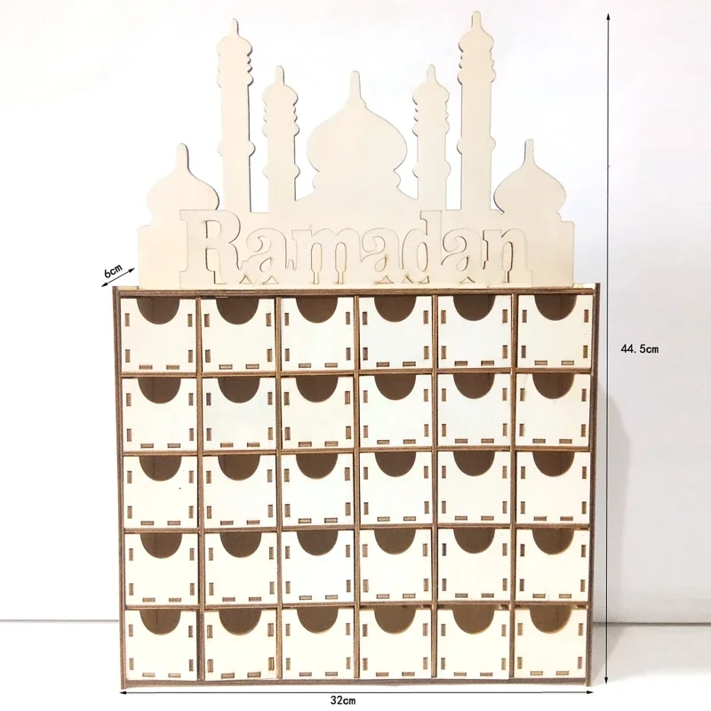 Eid Mubarak Count Down Wooden Ramadan Calendar Cabinet Eid Al-Fitr Islamic Muslim Gift Ramadan Kareem Decoration 2023 For Home