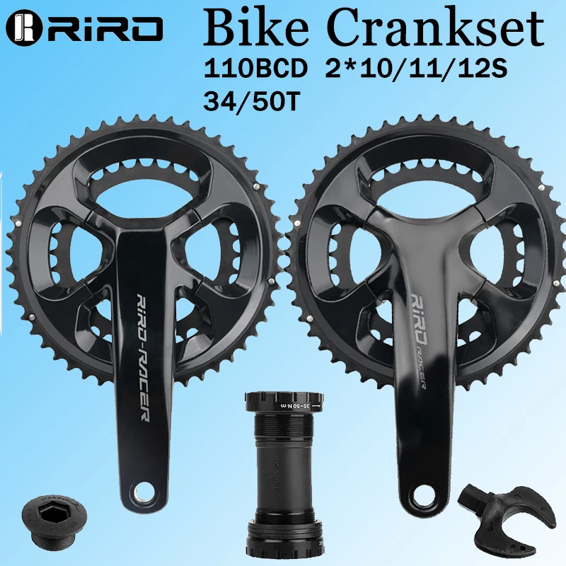 RIRO Road Bike Crankset 110BCD 2*11/12S Bike Crankset with tool 34/50T Ultralight 170mm Crank Triple Chainring for SRAM SHIMANO