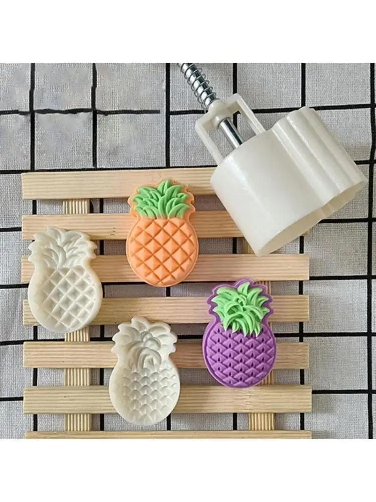 

E8BD Plastic Mooncake Mold Pineapple Stamp Cookie Cutter Cake Mold for Mid-Autumn