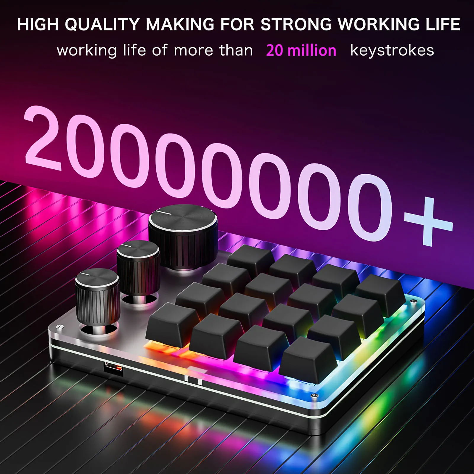 【New】Custom Keypad Macro Pad Programmable 16 Key Wired Small Mechanical Gaming Keyboard for Copying Pasting PS Graphics