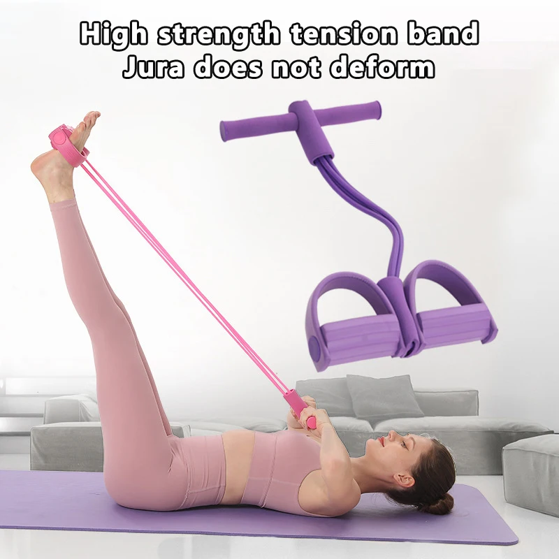 Stirrup Puller Elevation High Elastic TPE Sit-Up Aids Fitness Yoga Four Tubes Stirrups Tension Rope Four Colors To Choose From