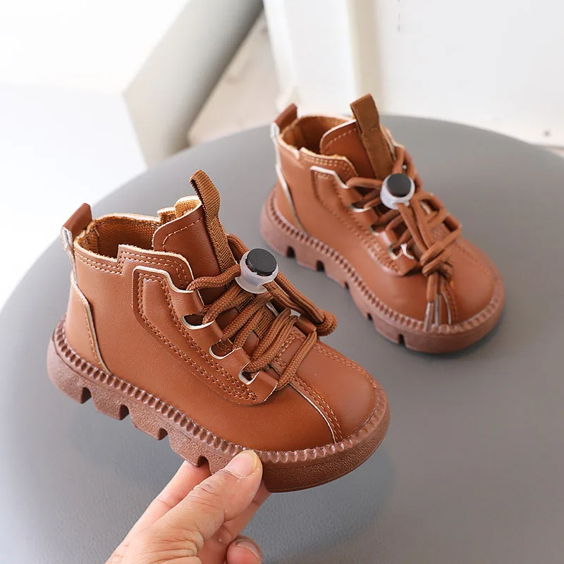 Kinder Wanderschuhe 1-6 Jahre alte Kinder Stiefel Jungen Mädchen Mode Leder kurze Stiefel Frühling Herbst Windschutz Schuhe