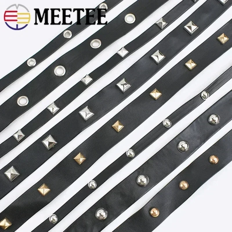 

5/10/20M 10-20mm PU Leather Ribbon Punk Rivet Bag Strap Bracelet Cord Garment Hat Belt Decor Band Necklace DIY Sewing Accessory