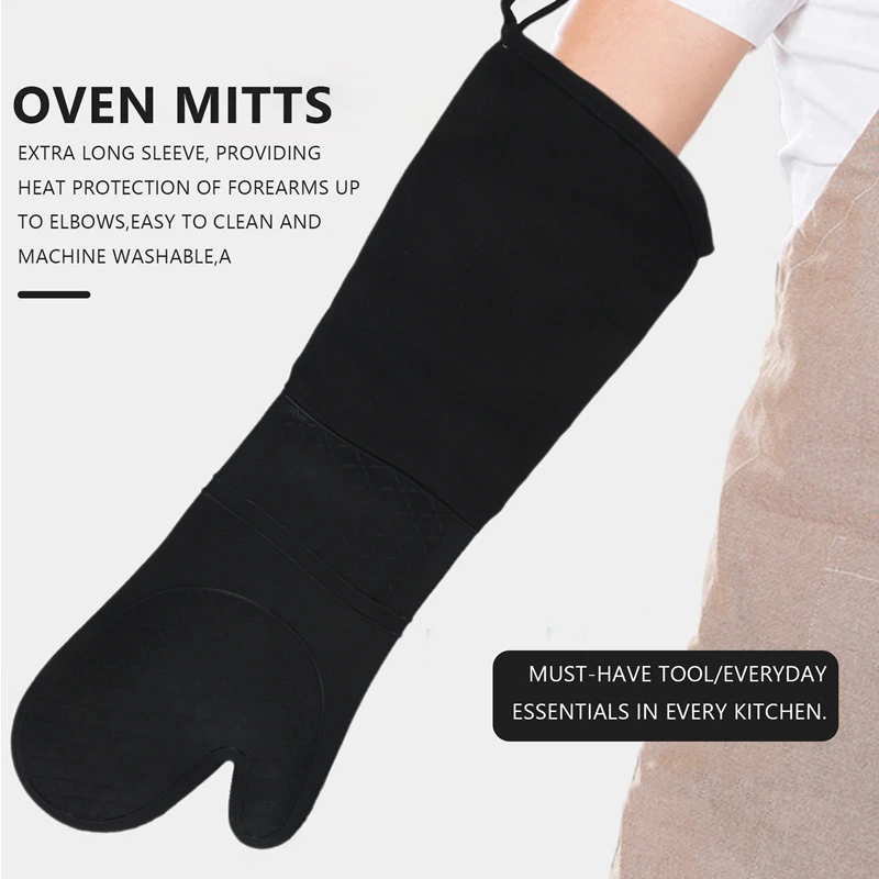1 زوج المهنية سيليكون قفازات الفرن قفازات الخبز طول الكوع قفازات الحرارة-AA80