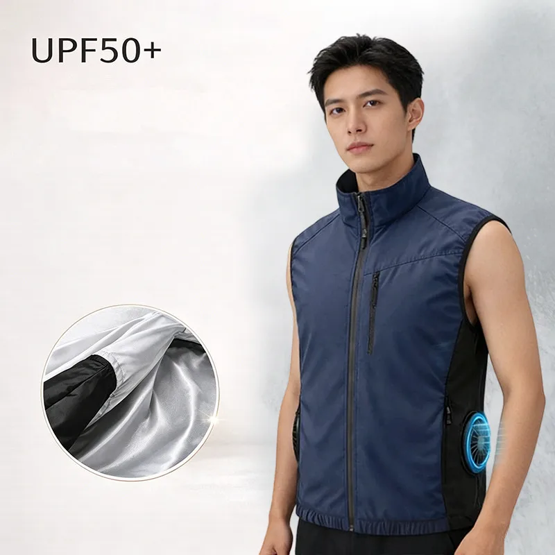Summer Men'S Heatstroke Prevention Cooling High Air Volume Fan Intelligent Air Conditioning Clothes Vest（Excluding Power Bank） view 3