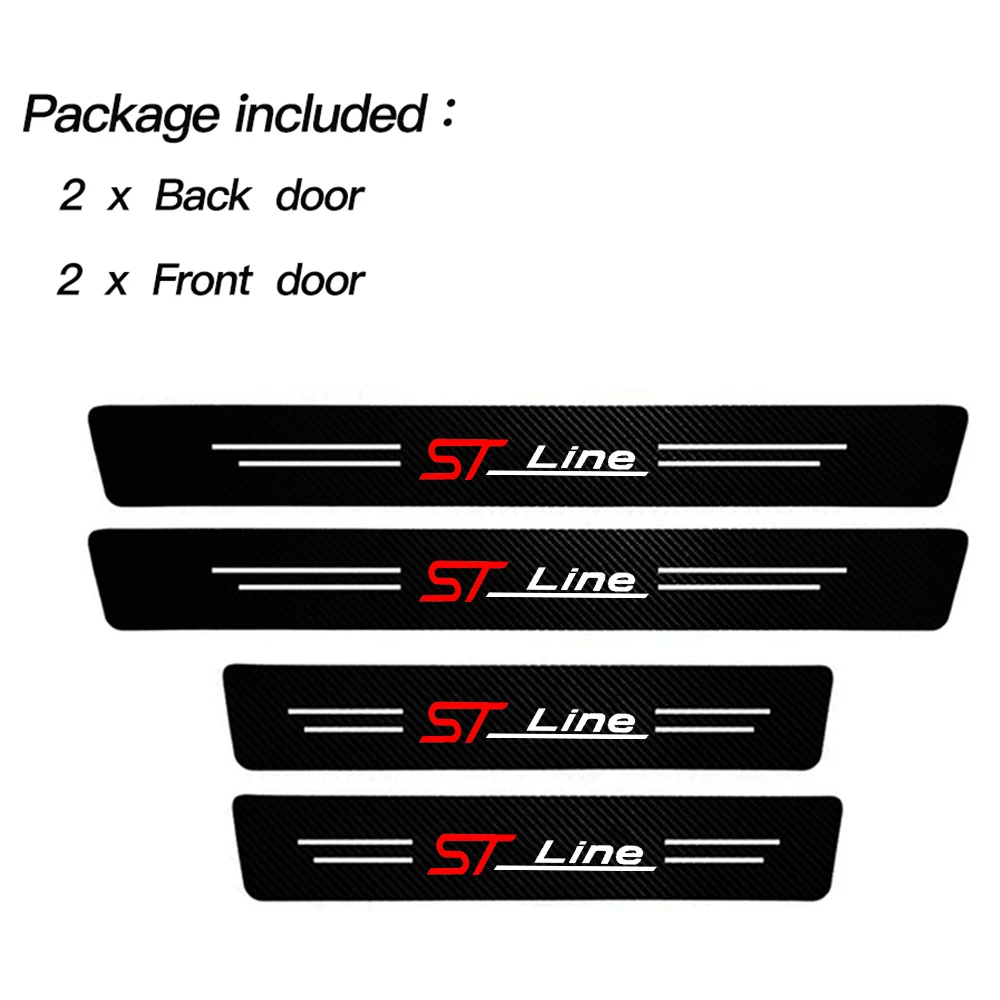 Auto Door Sill Carbon Fiber Car Sticker Protector Strip Waterproof Protect Film For Ford ST LINE STLINE Mk3 Mk4 Focus Mustang