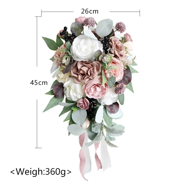 يتوهم باقات الزفاف الطويلة زهور الزفاف باقة الزفاف 26*45 سنتيمتر اكسسوارات الزفاف