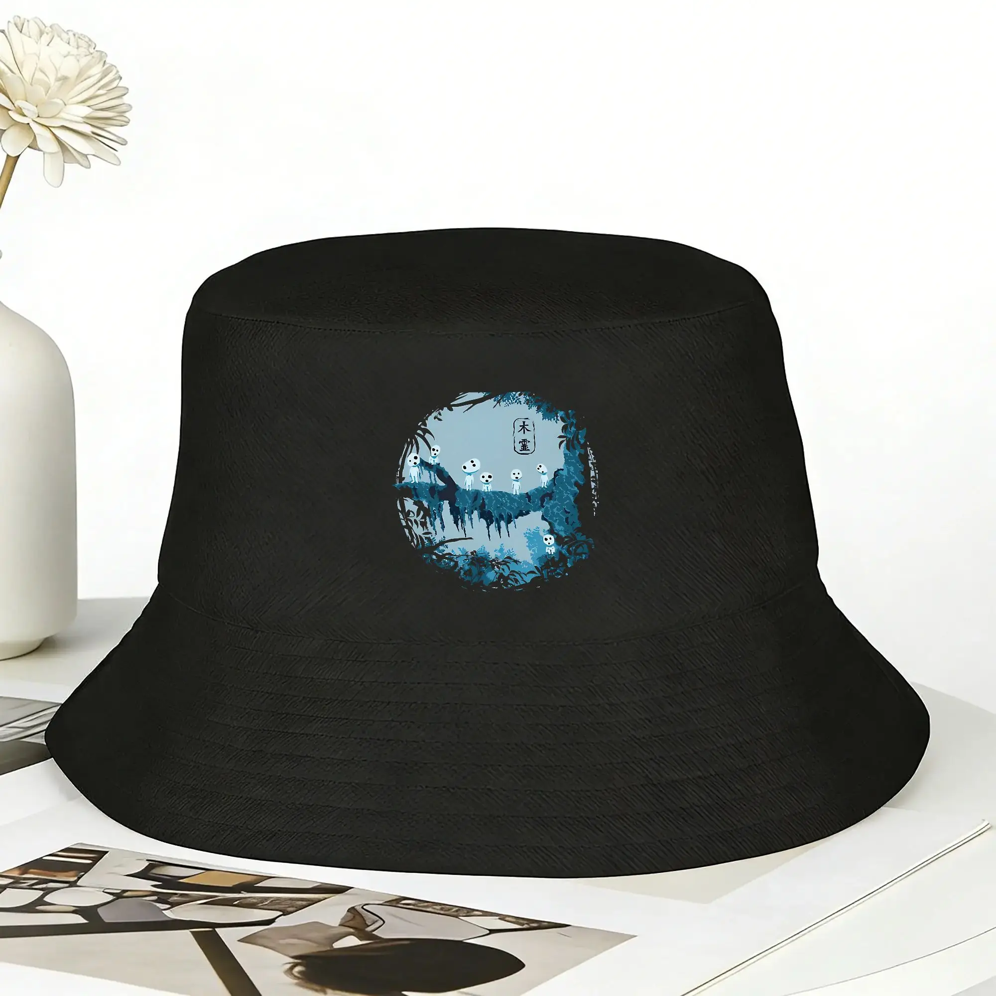 Unisex Kodama Studio Ghibli Bucket Hat  Personality Fisherman Hats Summer Retro Fishing Caps Hawaii Custom Visor Hat