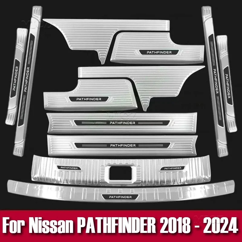 

Car Accessories Stainless Steel Rear Bumper Protector Sill Trunk Tread Plate Trim For Nissan PATHFINDER 2018 - 2024