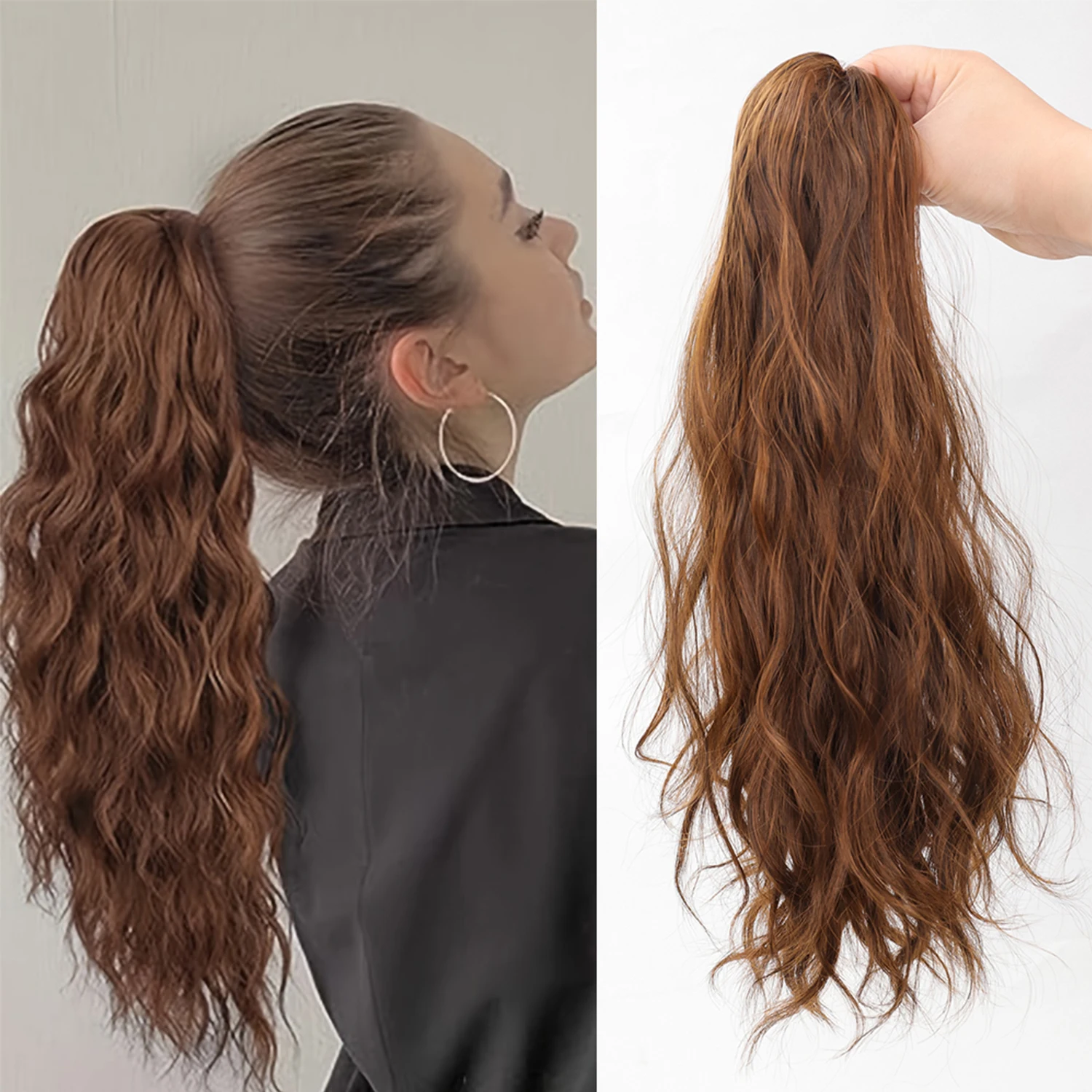 

Curly Wave Synthetic Ponytail Hair Extensions with Short Claw Clips - Perfect for Daily Parties and Easy to Wear
