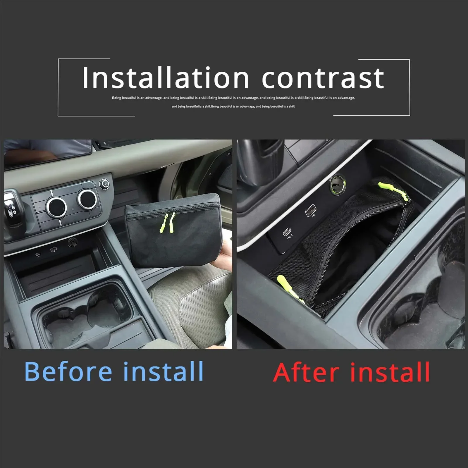 

1Pcs Oxford Cloth Black For Land Rover Defender 90 110 130 2020-2025+ Car Central Control Storage Bag Car Interior Accessories
