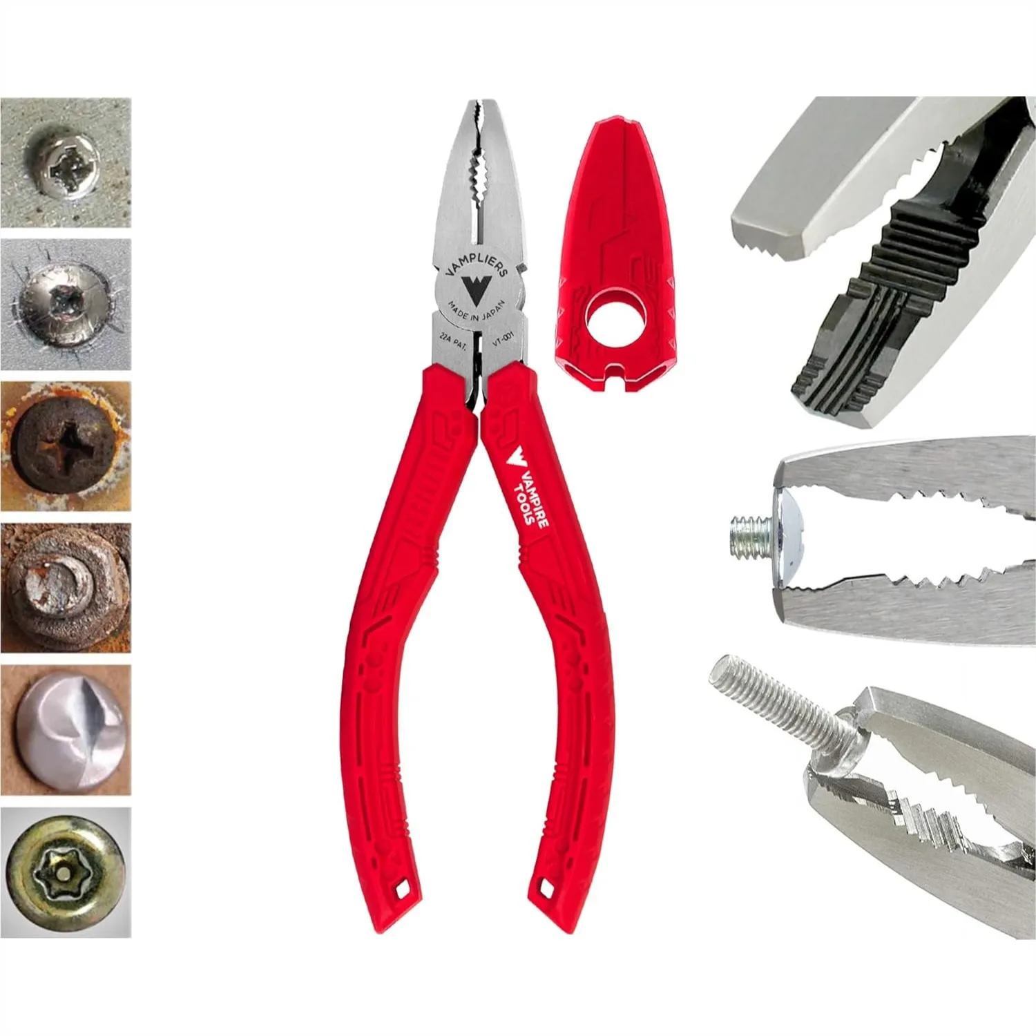 

6.25" Stripped Screw Extractor Pliers for Removing Rusted, Stuck & Damaged Screws, Made in Japan