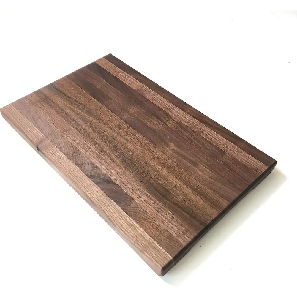 

15x10 Inch Dark Black Walnut Wood Cutting Board with Integrated Handles and Non-Slip Rubber Feet