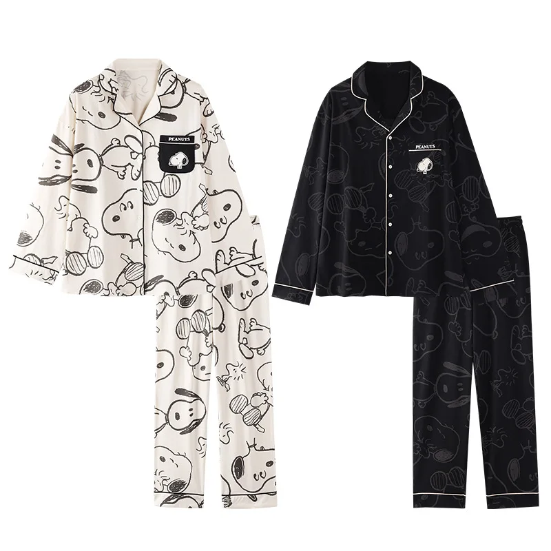 

snoopy Pajama Women New Cartoon Double Long Suit Home Clothes Spring summer autumn Two Sets Pajamas