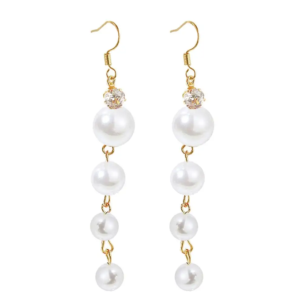 

Pearl Ear-rings High-grade Earrings Fashionable Jewelry All-match Alloy Long Style Female Accessories Miss Sterling Silver