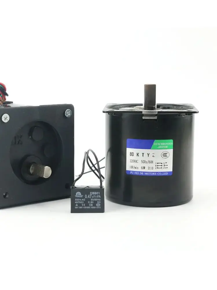 Silnik synchroniczny z magnesami trwałymi 80KTYZ 60W 220V AC, silnik z przekładnią o niskiej prędkości obrotowej CW/CCW, 2.5/5/10/15/20/30/50/60/80/110 obr./min — 2