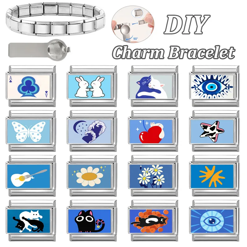 جديد جميل الحيوانات الأليفة القطط والكلاب وصلات سحرية إيطالية تناسب 9 مللي متر سوار الفولاذ المقاوم للصدأ النساء الرجال DIY بها بنفسك صنع المجوهرات #5