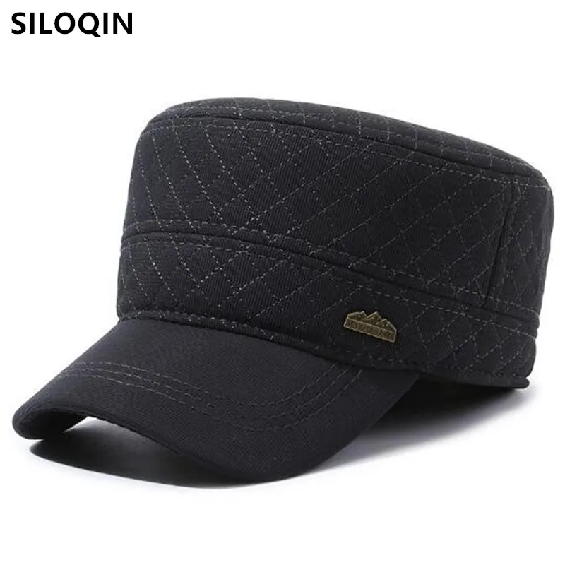 Free Shipping Winter Flat Caps For Men Plush Thickened Warm Military Hats Golf Cap New Coldproof Earmuffs Hat Cycling Sports Cap