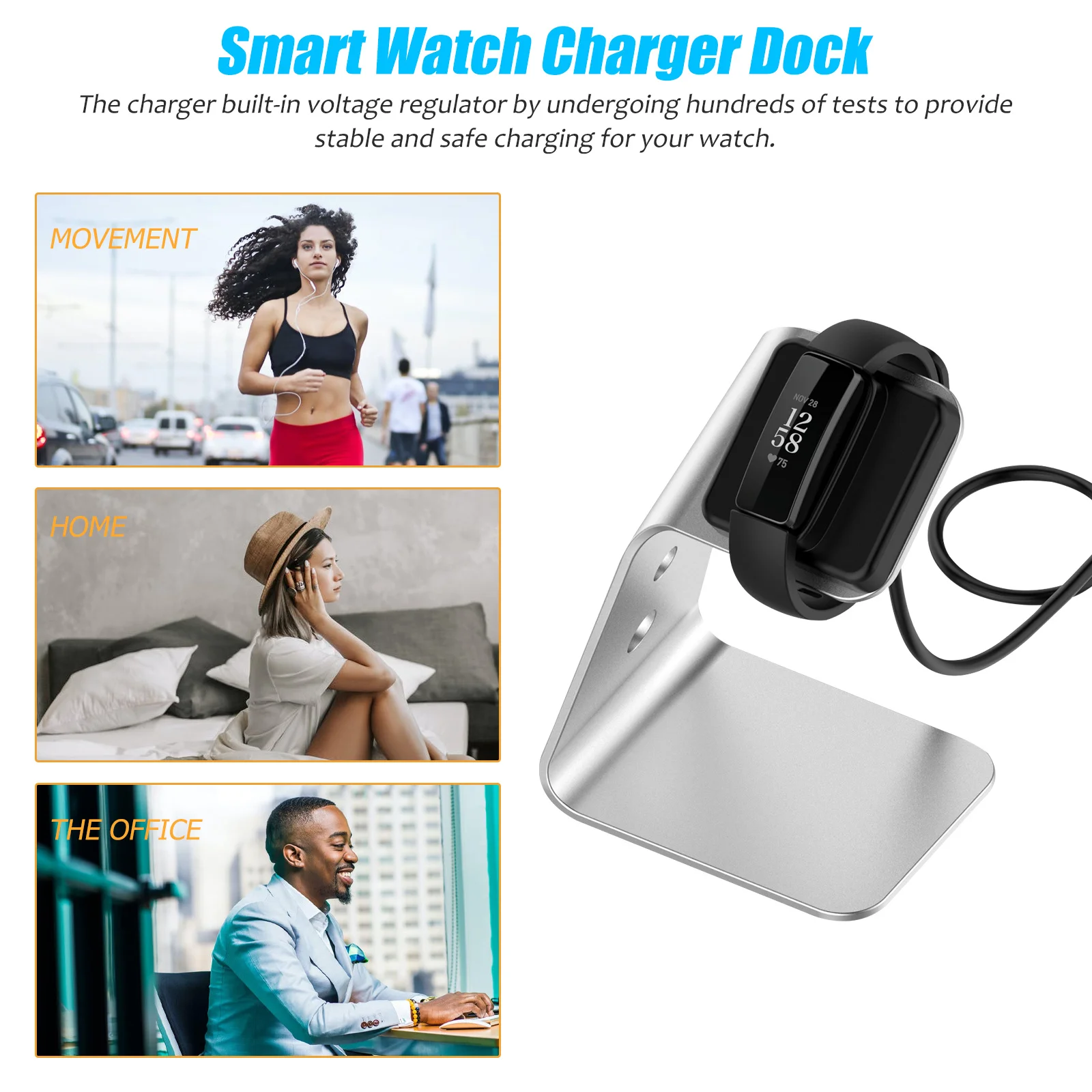 

Aluminum Alloy Smart Watch Dock Stable Fast Safe Charging Stand Built- Protection Compatible Smartwatch