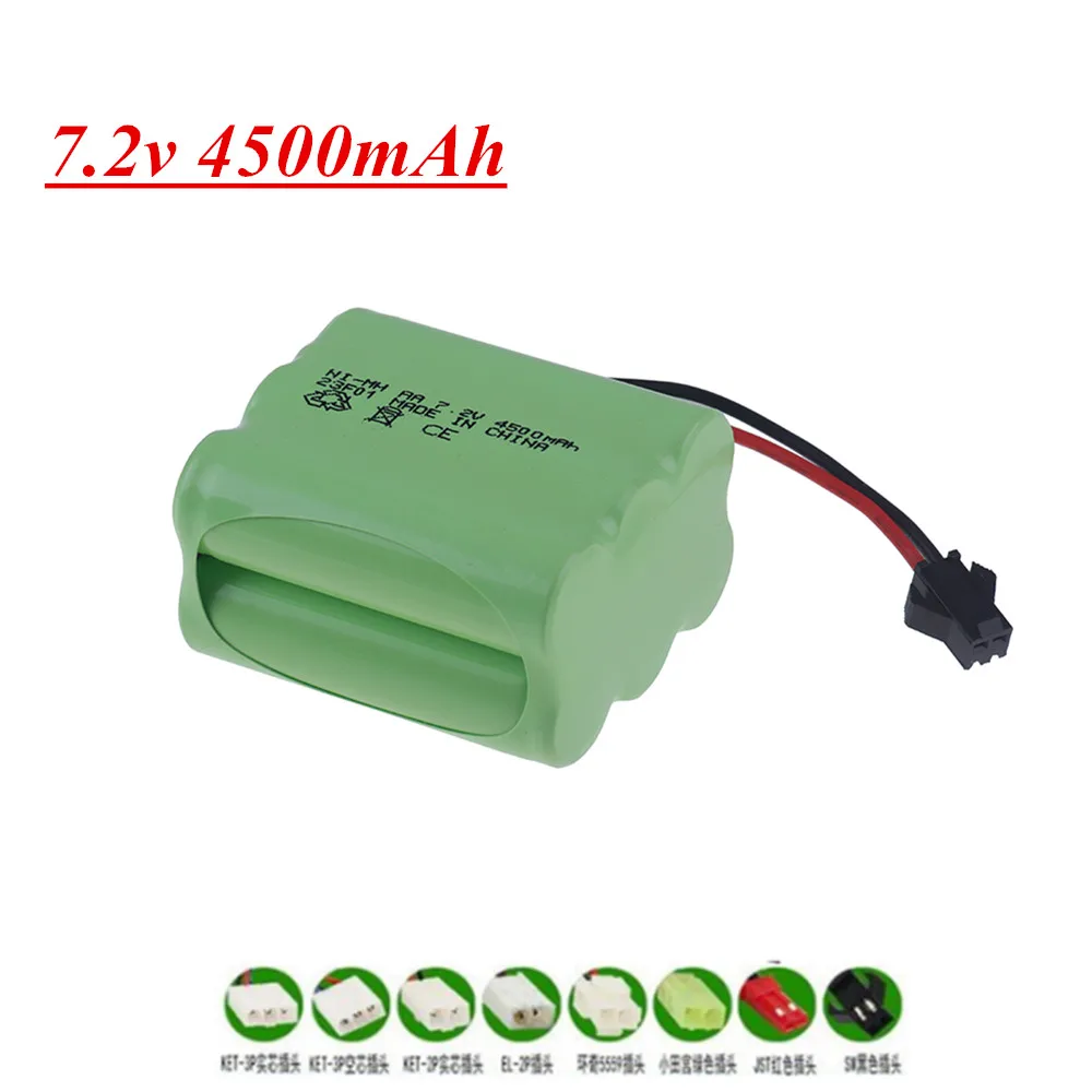 7.2v 4500mah NiMH Battery For RC toys Cars Trucks Tanks Robot Boats Gun 7.2v 3000mah Rechargable Batteries Pack with JST/SM