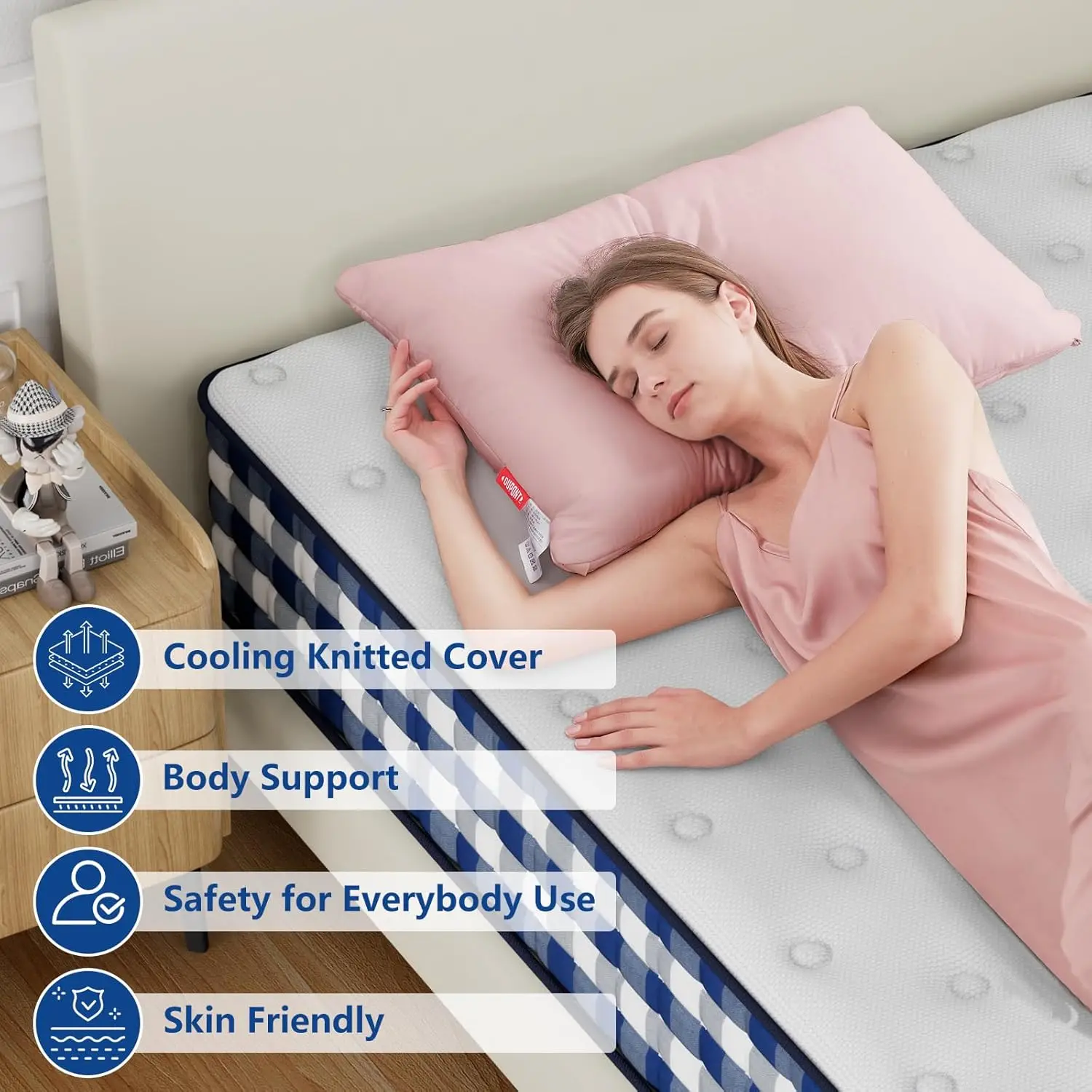 مراتب كوين 10 بوصة مرتبة Colchones Cooling Gel من إسفنج الذاكرة Queen، مراتب سرير معتمدة من CertiPUR-US لآلام الظهر