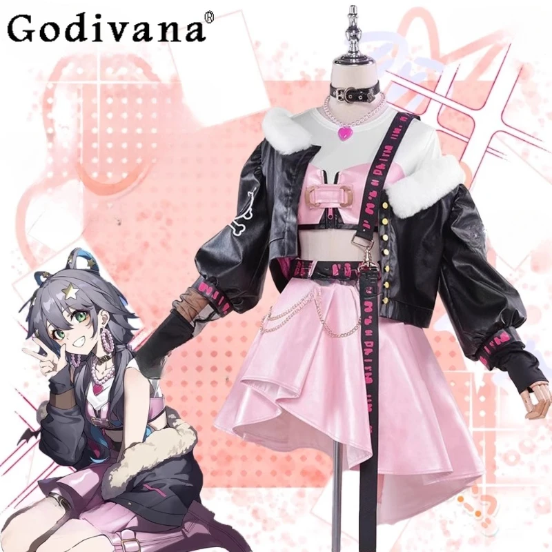 

Women's Anime Virtual Idol Costume Role Playing Luo Tianyi Cosplay Set Female Vsinger Underground Rock Punk Skirt Suits