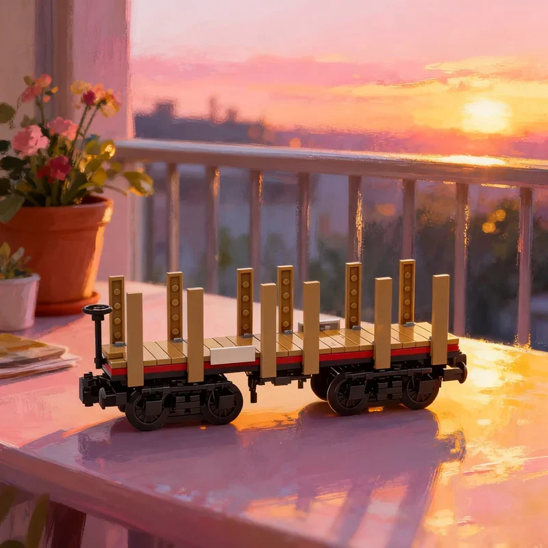 205pcs MOC Train Sandy River Rangley Lakes Logging Car Model Building Blocks Christmas Gift Architecture Brick Toy Kids