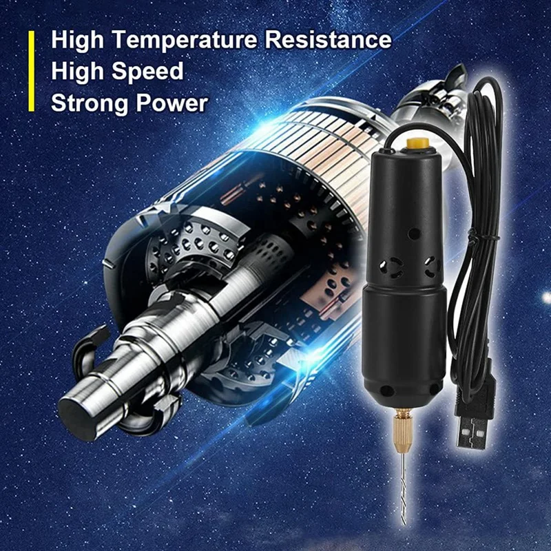 ABPQ-Mini trapano per creazione di gioielli, set di trapani elettrici USB con 10 punte da trapano da 0,8 a 1,2 mm per la perforazione di colata di resina