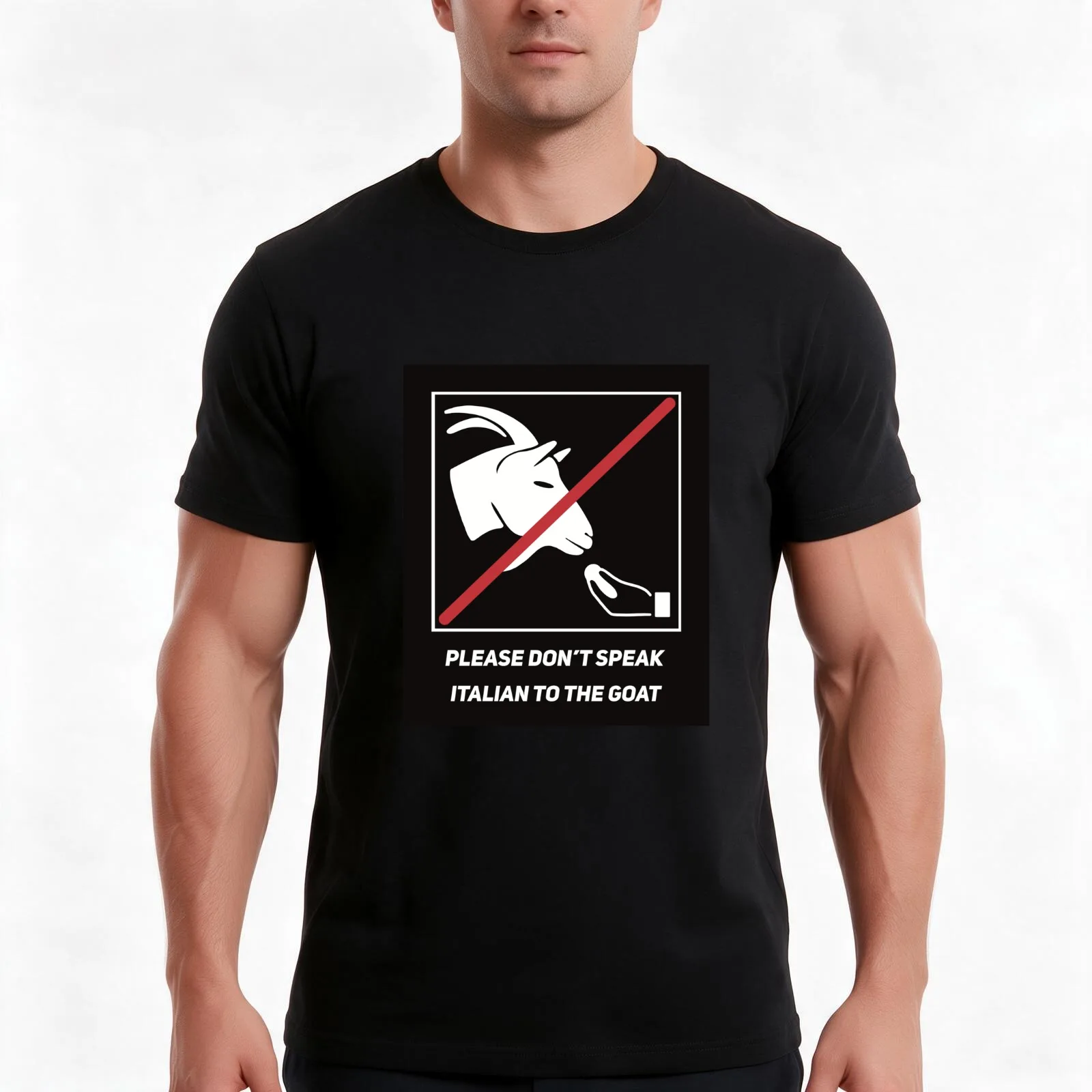 Please don’t speak Italian to the goat T-Shirt, Summer Casual Cotton Tee, Oversized Streetwear Tops, Vintage Graphic Print