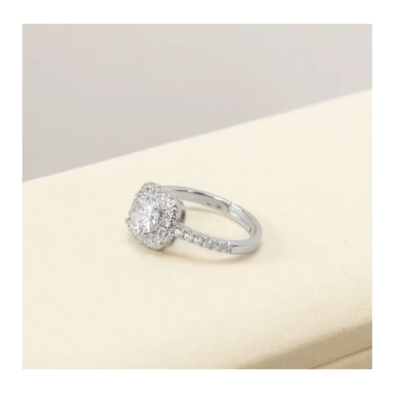 

[Diamond Ring Collection] Gold-plated Light Luxury Zircon Ring Couple Masonry Ring Opening Adjustable