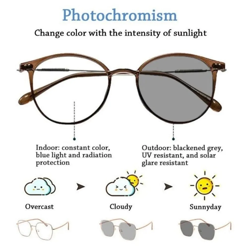 Fashion Photochromic Anti Radiation Eyeglasses for Women/Men Anti Blue Light Glasses