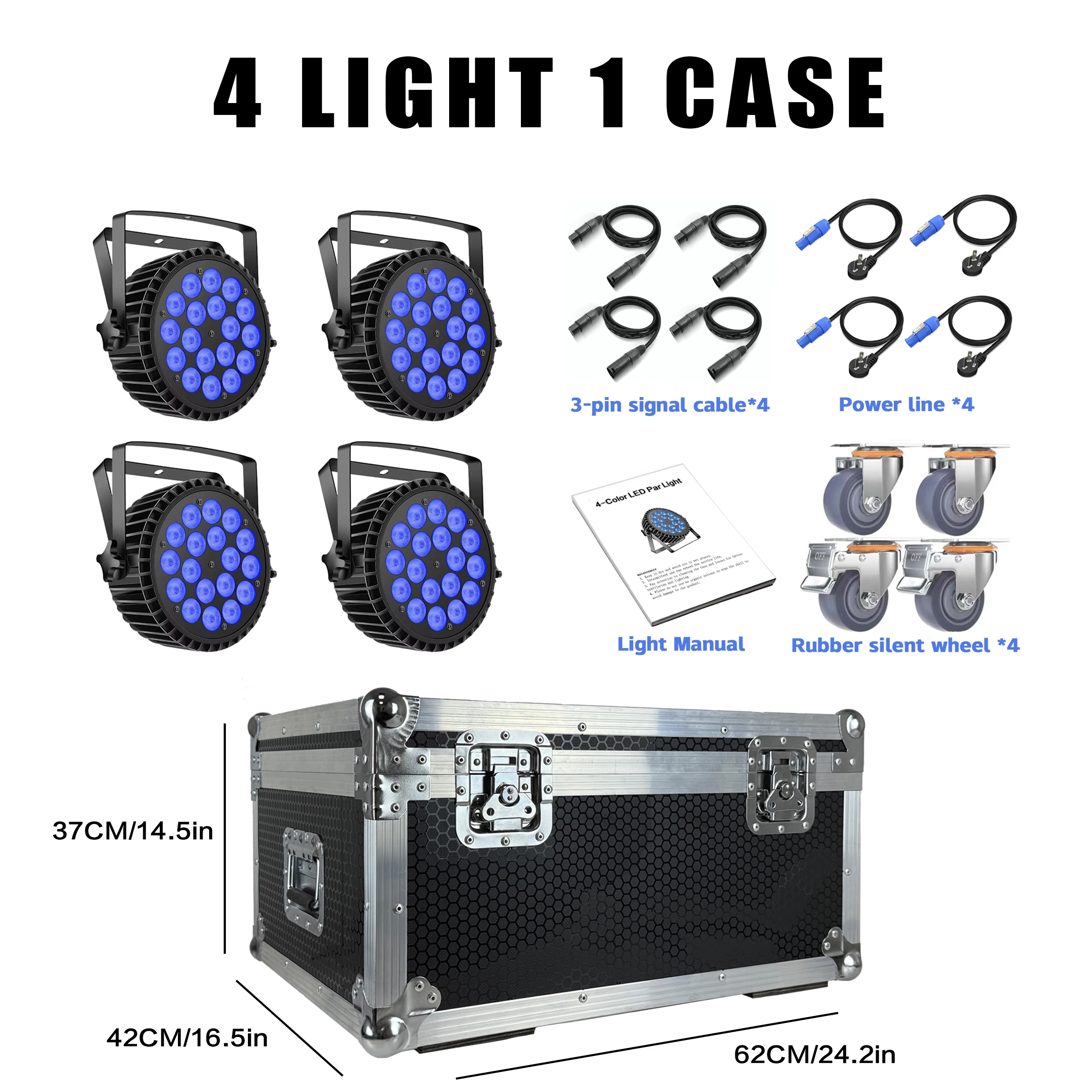 

4Light1case AluminumAlloy LED Par 18x12W RGBW 4in1 LED Lighting DMX512 Disco Light Professional Stage Dj Equipment Fast Shipping