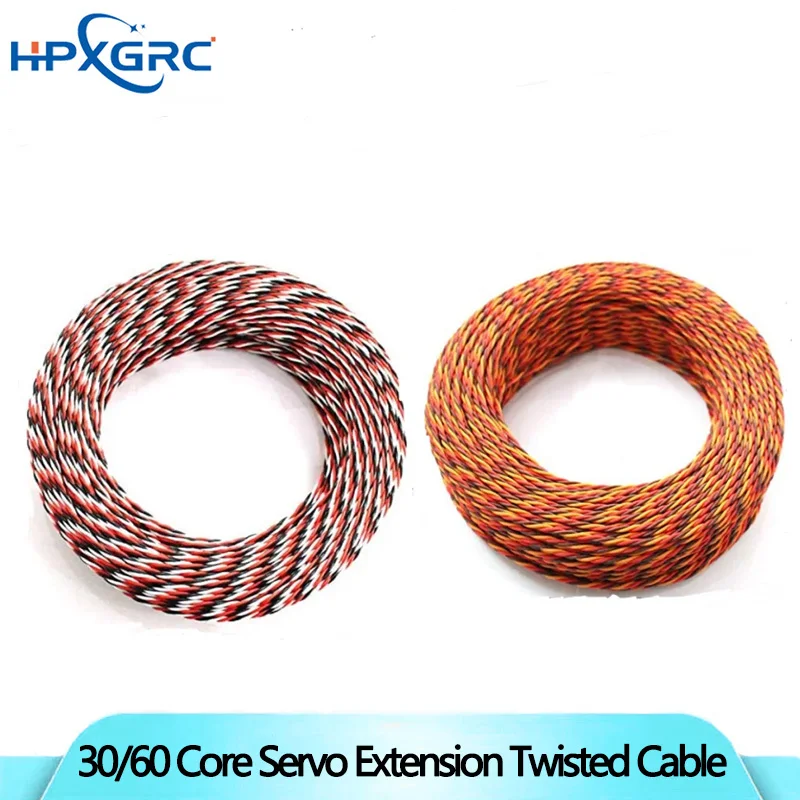 

HPXGRC 1M 30/60 Core 3 ways Twist Servo Extension Cable JR Futaba Twisted Wire Lead For RC Airplane Accessories