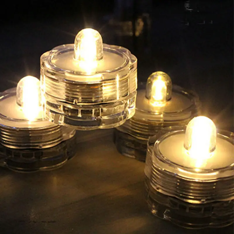 

200pcs/lot Battery operate Led tea light Submersible Waterproof tealight Wedding Party Flameless vase candle floralytes-8 colors