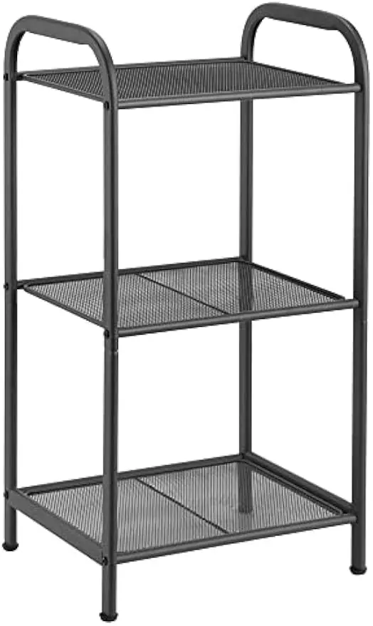 

Adjustable 3-Tier Storage Rack with Shelf, Industrial Plant Stand for Kitchen, Bathroom, Office, Living Room - Charcoal Gray